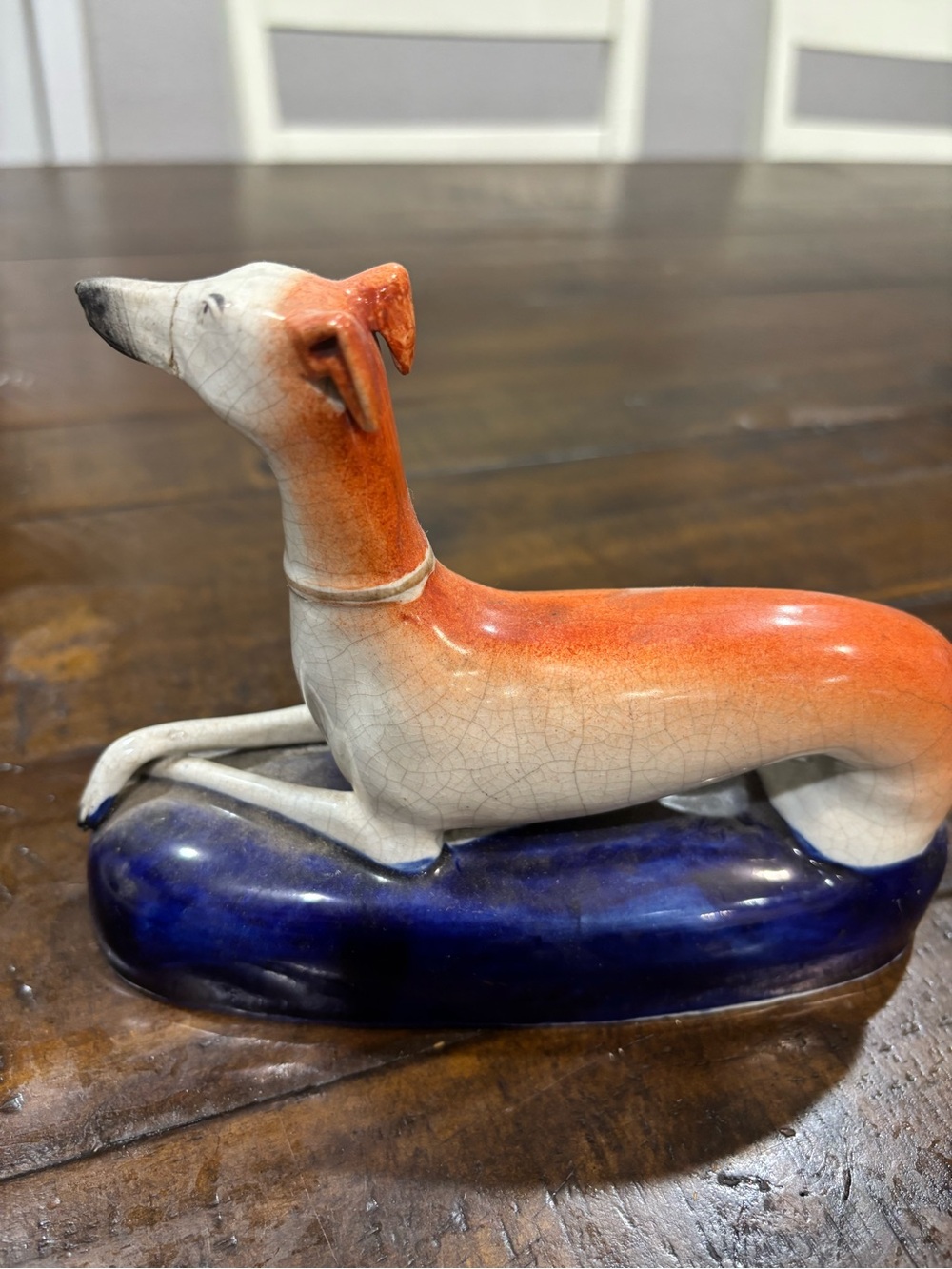 Antique Staffordshire Ceramic Greyhound Figurine ink well or pen holder - Picture 5 of 14